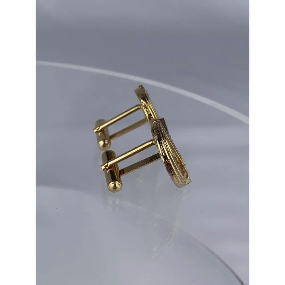 Modernist 80’s Style Gold Tone Cufflinks Abstract Large Statement Vintage
